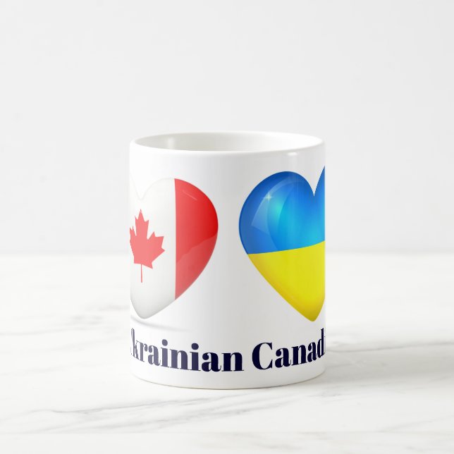 Ukrainsk kanadensisk flaggahjärtamugg kaffemugg (Center)