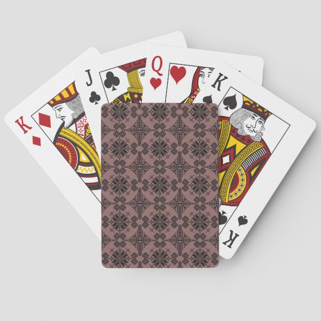 Ukrainsk mönster Brun och Svart Casinokort (Baksidan)
