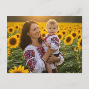 Ukrainsk Mor Sun Barn Solros Postkort Vykort