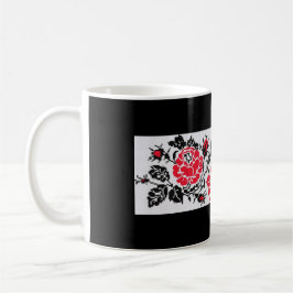 Ukrainsk mugg för Vyshyvanka broderiröd ros