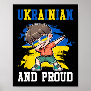 Ukrainsk Och Stolt Ukrainsk Pojke Ukrainas Flagga Poster