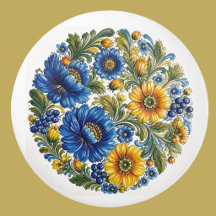 Ukrainsk Petrykivka blommor folkkonst keramisk kno