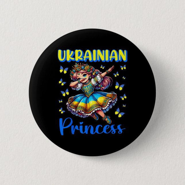Ukrainsk prinsessa Dab flicka flagga klänning arv  Knapp (Framsida)