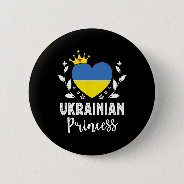 Ukrainsk prinsessa Ukraina Flagga Stolt ukrainsk k Knapp (Framsida)