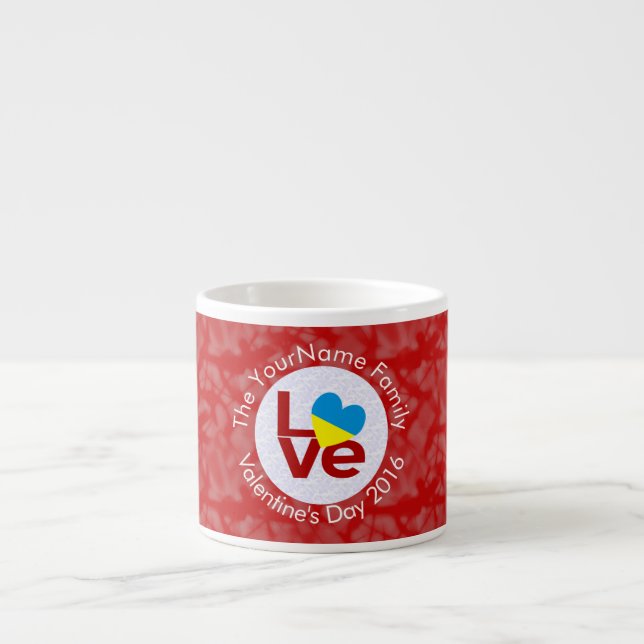 Ukrainsk röd LOVE-flagg Anpassad  Espressomugg (Framsidan)