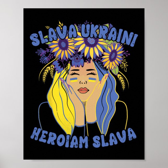 Ukrainsk Slava Ukraini Tröja Ukraina Solros Gi Poster (Framsidan)