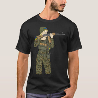 ukrainsk soldat Dam. Slava Ukraina. Ak47 T Shirt