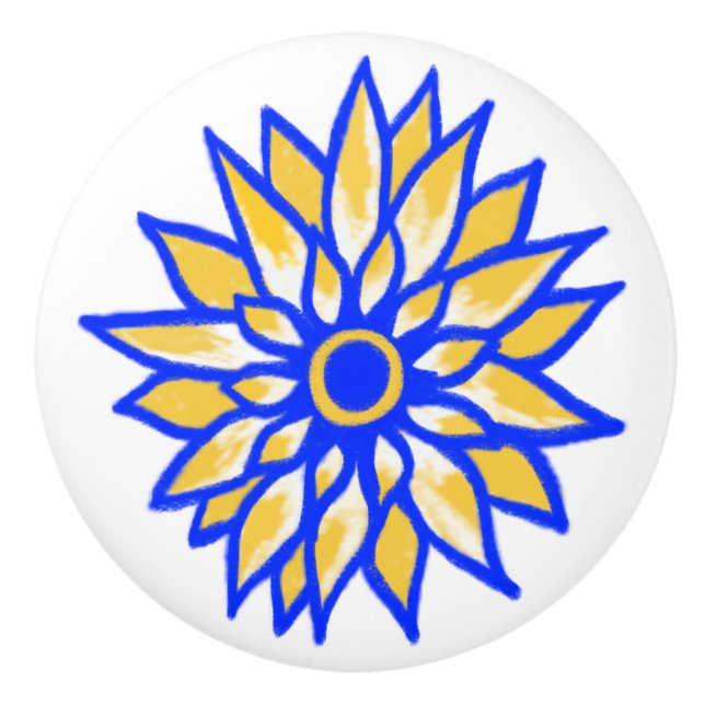 Ukrainsk solros keramisk knopp (Framsidan)