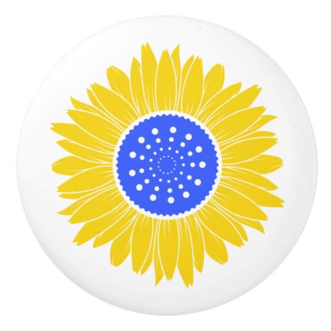 Ukrainsk solros keramisk knopp (Framsidan)
