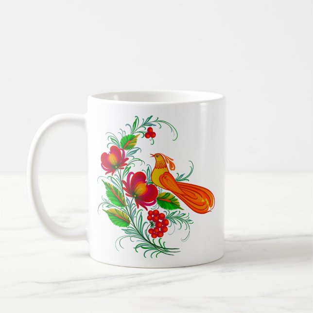 Ukrainsk traditionell Petrikivka-konst Kaffemugg (Vänster)