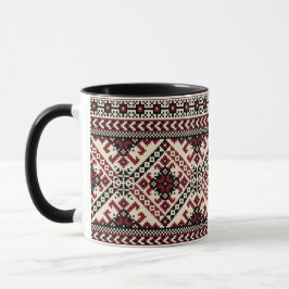 Ukrainsk traditionell vushuvanka-folkkonst röd mug mugg