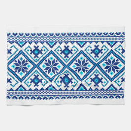 Ukrainsk traditionell vushuvanka folkpattern blå kökshandduk