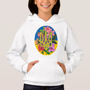 Ukrainsk treudd och flagga med blommor t shirt