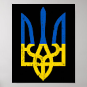 Ukrainsk treudd symbol - Ukraina flagga stöd Pa Poster