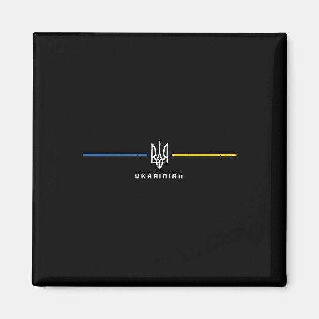 Ukrainsk treudd Ukainlinjer Tryzub-symbol män W Magnet (Framsidan)