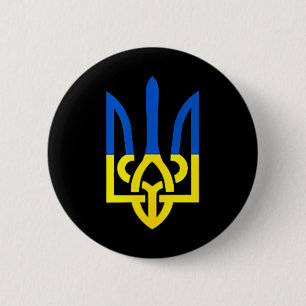 Ukrainsk Trident-symbol - Ukrainas flagga Support Knapp