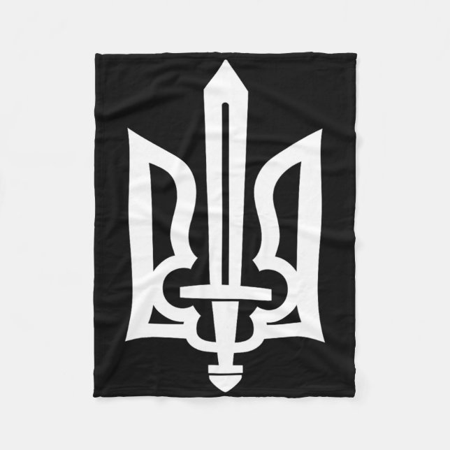 Ukrainsk Trident-symbol - Ukrainas vapen med svärd Fleecefilt (Framsidan)