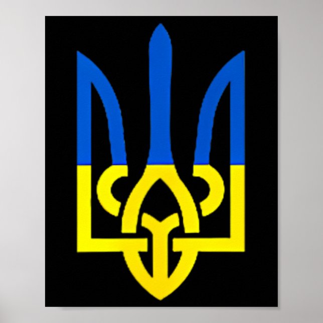 Ukrainsk Trident-symbol - Ukrainska flaggan stöd P Poster (Framsidan)