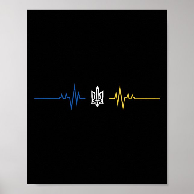 Ukrainsk Tryzub-symbol med svärd - Ukraina Tride Poster (Framsidan)