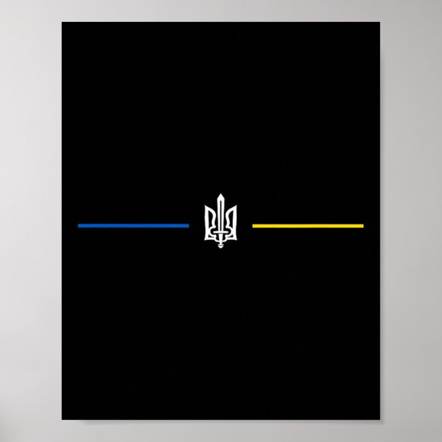 Ukrainsk Tryzub-symbol med svärd - Ukraina Tride Poster (Framsidan)