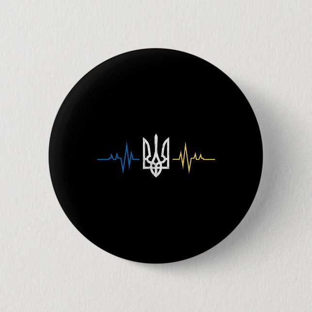 Ukrainsk Tryzub-symbol på bröstet - Ukraina Tre Knapp (Framsida)