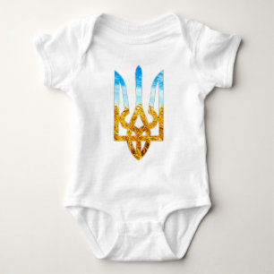 Ukrainsk tryzubbakgrund av vete och blå himmel t-shirt