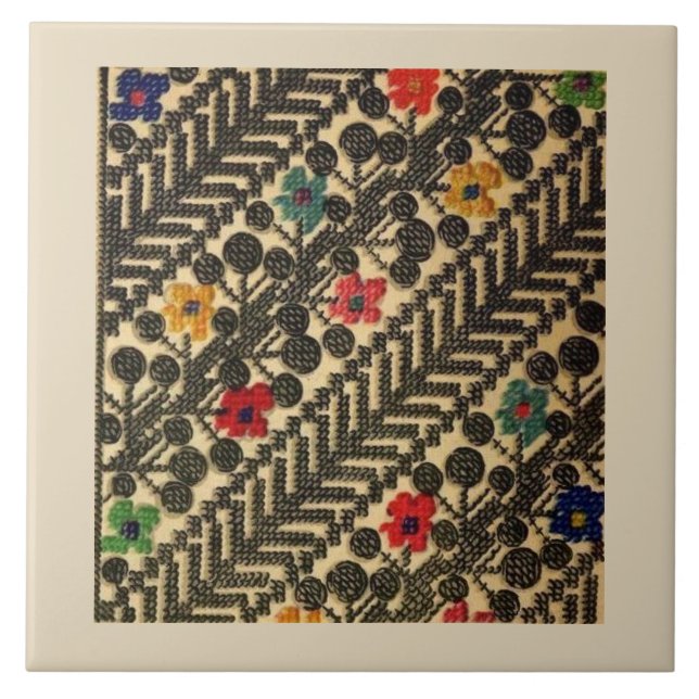 Ukrainsk Vyshyvanka broderi Kakelplatta (Framsidan)