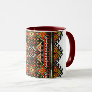 Ukrainsk Vyshyvanka geometrisk broderimugg Mugg