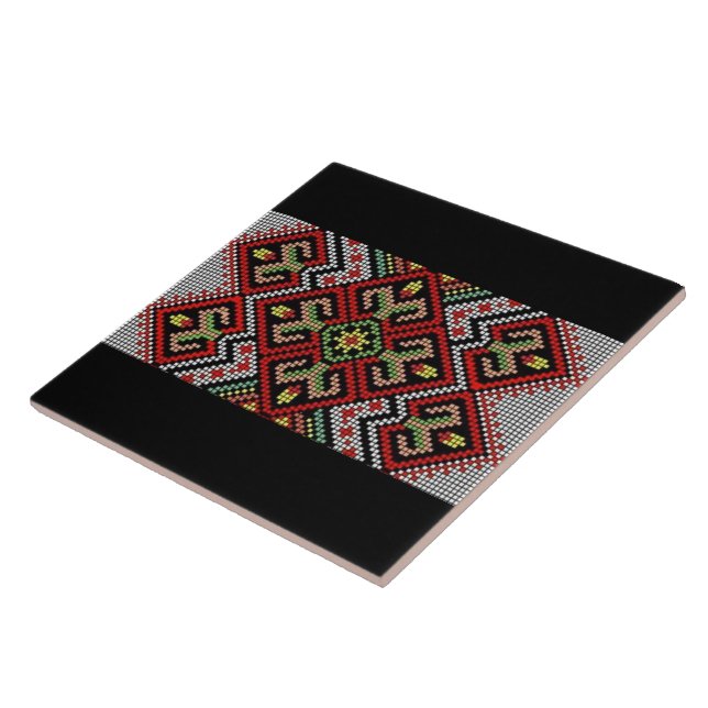 Ukrainsk Vyshyvanka Rushnyk broderi Kakelplatta (Sidan)
