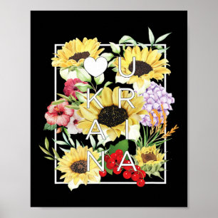 Ukrainsk Word Art med Blommor - Ukrainsk Stolthet Poster