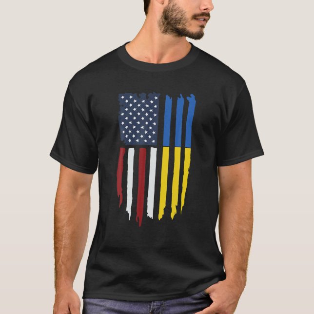 ukrainska amerikanska Flagga Ukraina USA:s rötter T Shirt (Framsida)