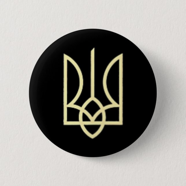 Ukrainska armén Trident-symbol Mitt ukrainska Zele Knapp (Framsida)