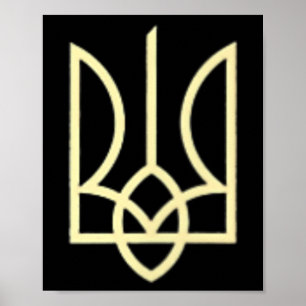Ukrainska arméns treuddssymbol mitten ukrainska Ze Poster