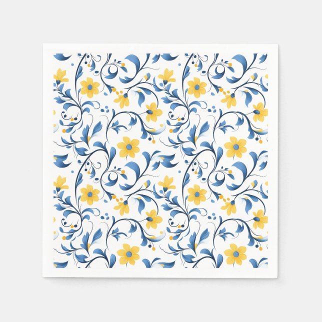 Ukrainska blomsterfolkkonstmotiv.  pappersservett (Framsidan)