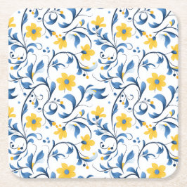 Ukrainska blomsterfolkkonstmotiv underlägg papper kvadrat