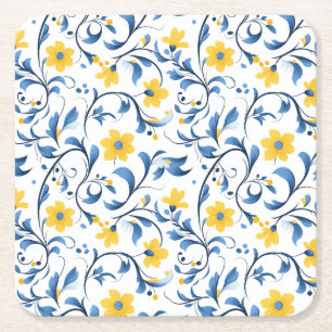 Ukrainska blomsterfolkkonstmotiv underlägg papper kvadrat