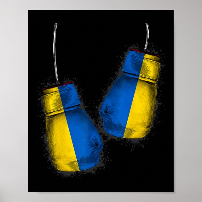 Ukrainska boxningsfansen gåvor flagga fight handsk poster (Framsidan)