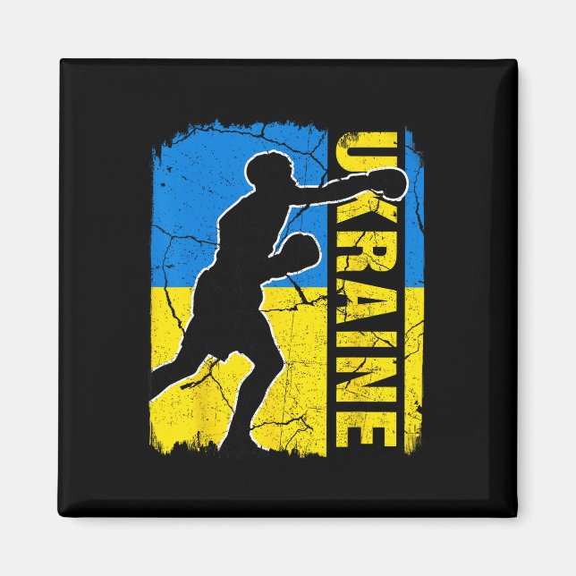 Ukrainska boxningslaget Ukrainas flagga boxningsha Magnet (Framsidan)