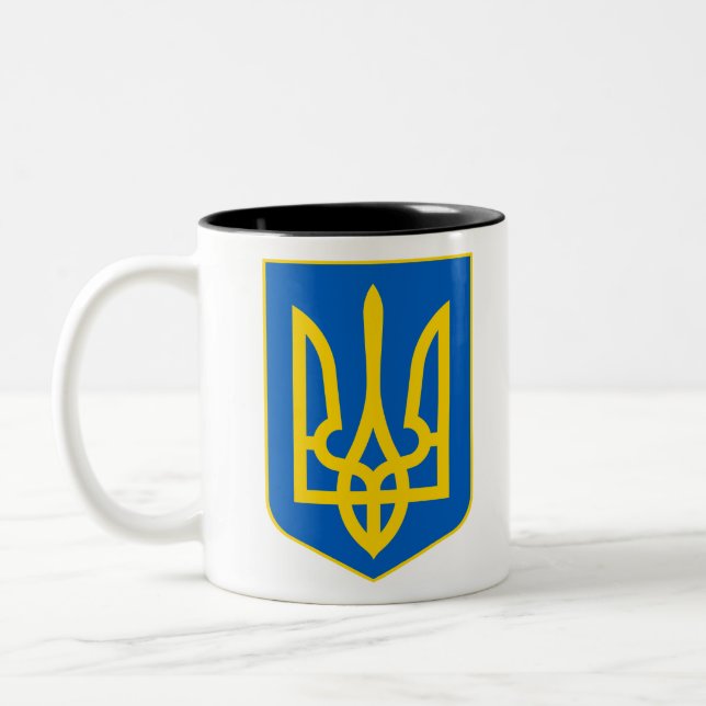 ukrainska emblem Två-Tonad mugg (Vänster)