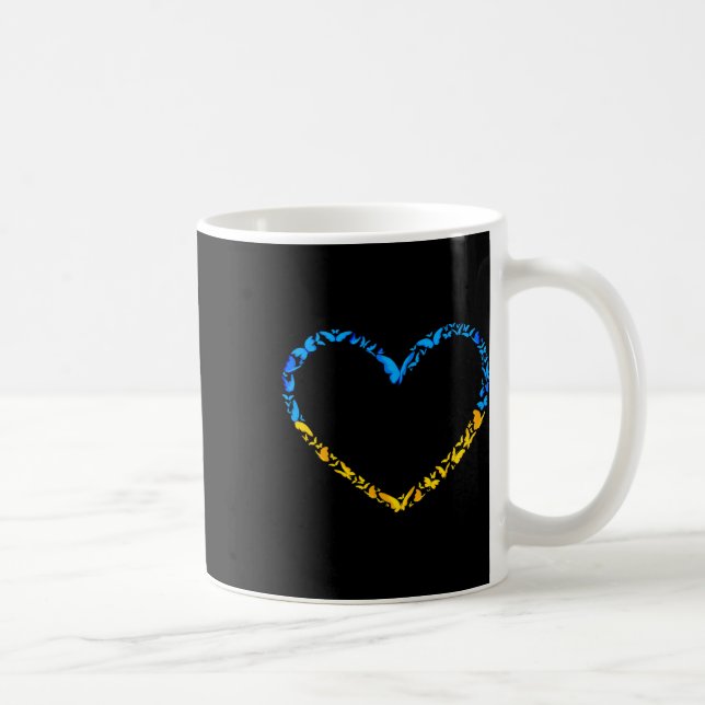 Ukrainska flagg fred Ukraina Flagga Fjäril Hjarta  Kaffemugg (Höger)