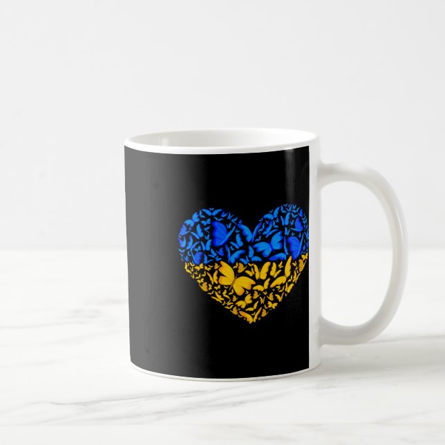 Ukrainska flagg fred Ukraina Flagga Fjäril Hjarta  Kaffemugg (Höger)