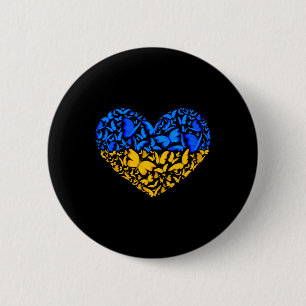 Ukrainska flagg fred Ukraina flagga fjäril hjärta Knapp