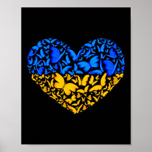 Ukrainska flagg fred Ukraina Flagga Fjäril Hjärta Poster