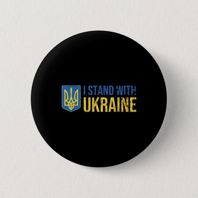 Ukrainska flagg Stödjer Ukraina Jag står med Ukr Knapp (Framsida)