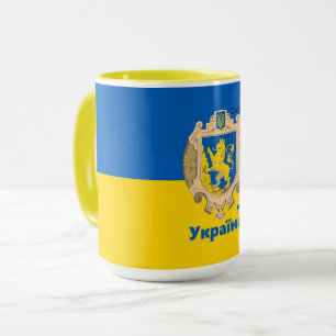 Ukrainska Flagga & Lviv Area - Jackar av Arm, Ukra Mugg