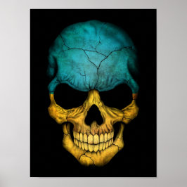 Ukrainska Flagga Skull på Black Poster