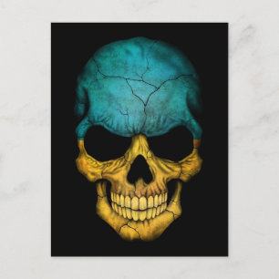 Ukrainska Flagga Skull på Black Vykort