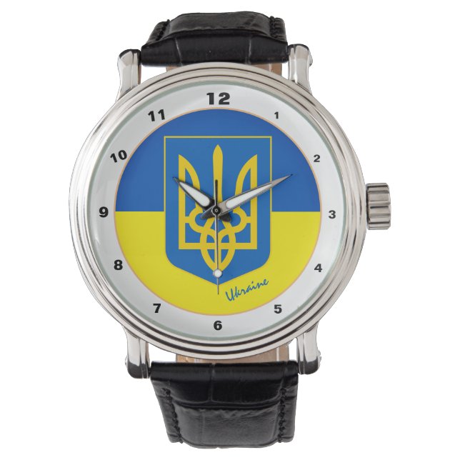 ukrainska Flagga watch, Ukraina mode / tryzub Armbandsur (Framsida)