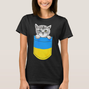 Ukrainska Flaggan Söt Katt I Fickan Ukraina Presen T Shirt