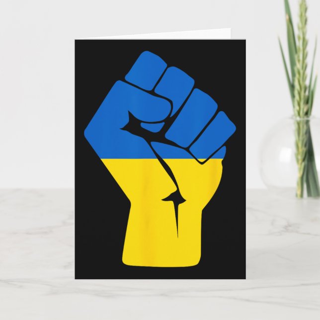 Ukrainska flaggan Ukraina solidaritet höjd näve av Kort (Framsida)